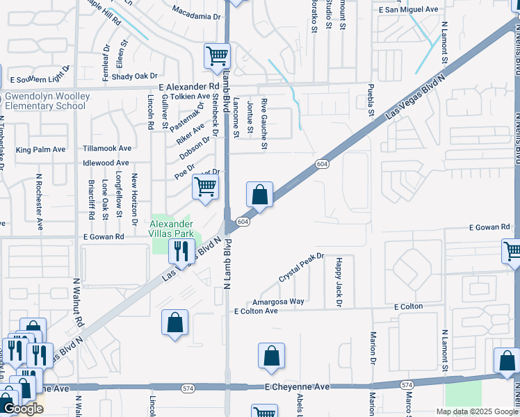 map of restaurants, bars, coffee shops, grocery stores, and more near 3663 Las Vegas Boulevard North in Las Vegas