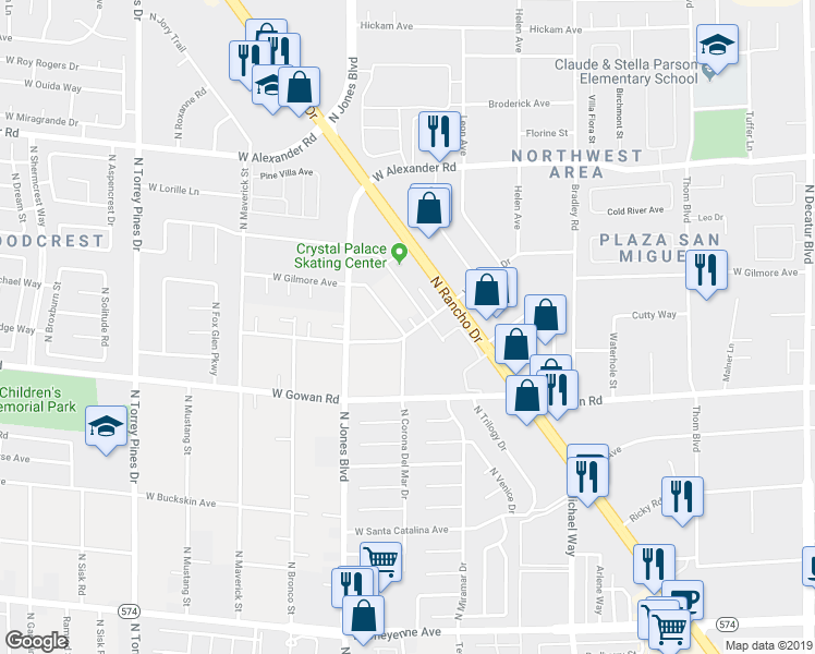 map of restaurants, bars, coffee shops, grocery stores, and more near 5908 West Duncan Drive in Las Vegas