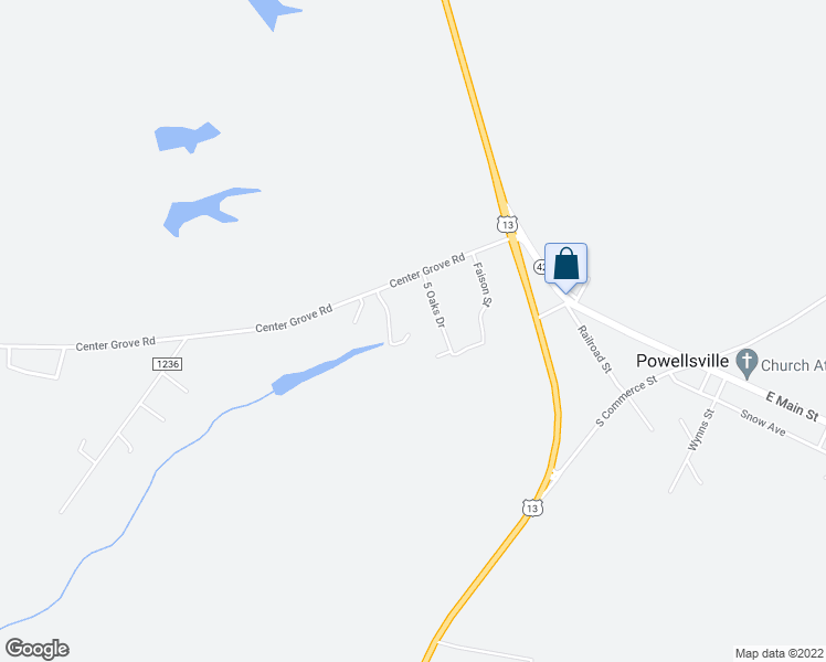 map of restaurants, bars, coffee shops, grocery stores, and more near 110 5 Oaks Drive in Ahoskie