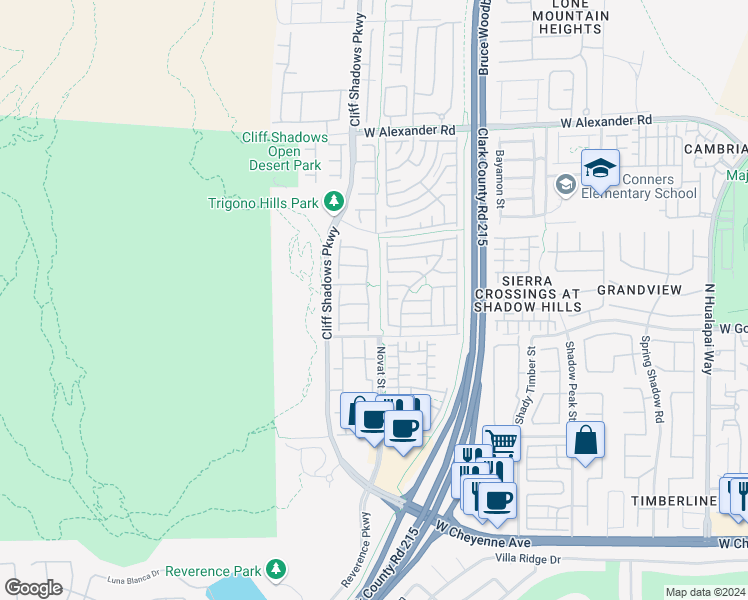 map of restaurants, bars, coffee shops, grocery stores, and more near 3644 Starlight Evening Street in Las Vegas