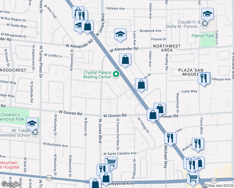 map of restaurants, bars, coffee shops, grocery stores, and more near 5908 West Duncan Drive in Las Vegas