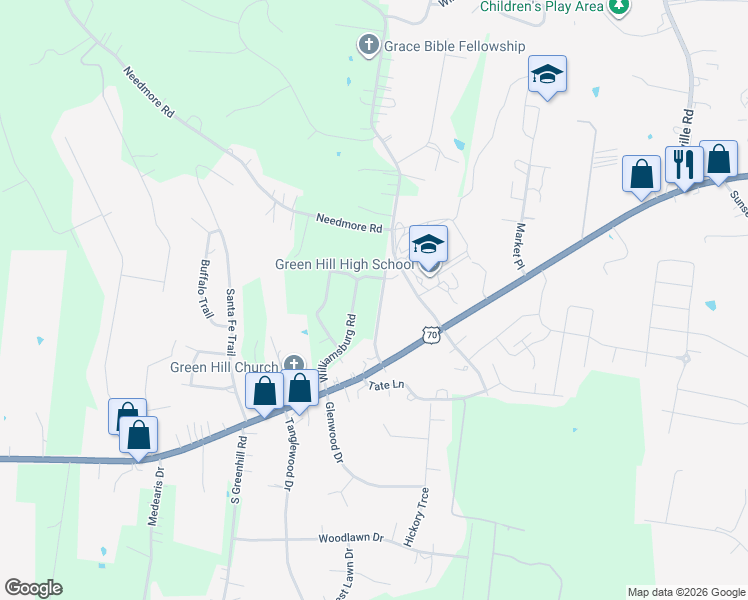 map of restaurants, bars, coffee shops, grocery stores, and more near 155 N Greenhill Rd in Mt Juliet