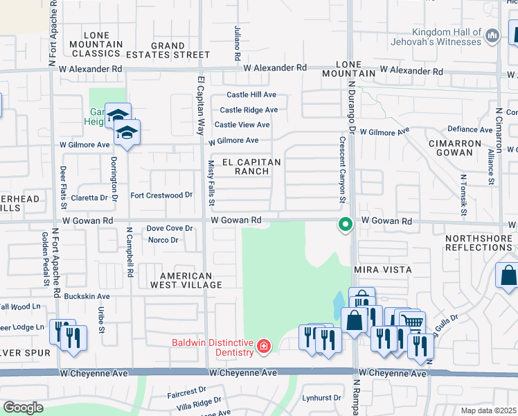 map of restaurants, bars, coffee shops, grocery stores, and more near 8700 Raindrop Canyon Avenue in Las Vegas