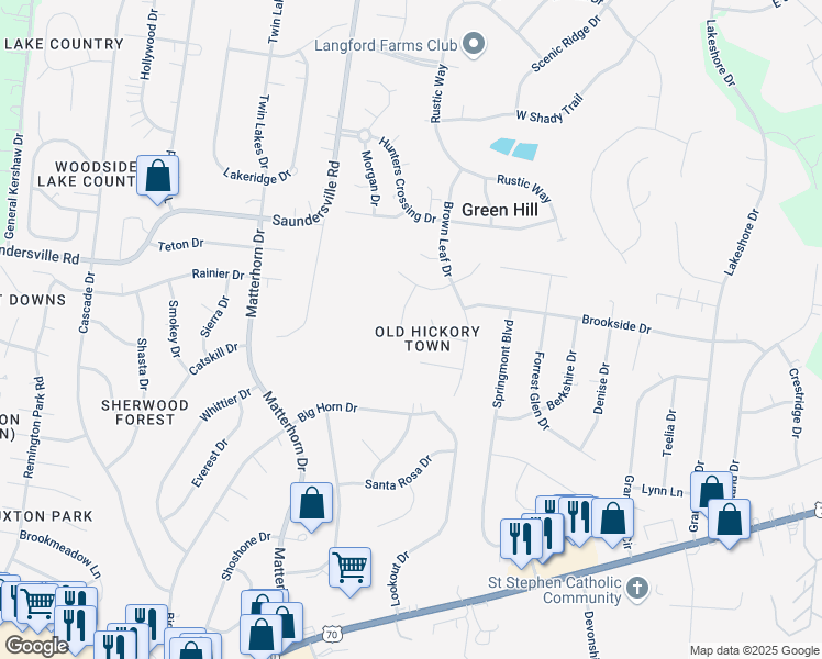 map of restaurants, bars, coffee shops, grocery stores, and more near 3009 Sutton Court in Green Hill