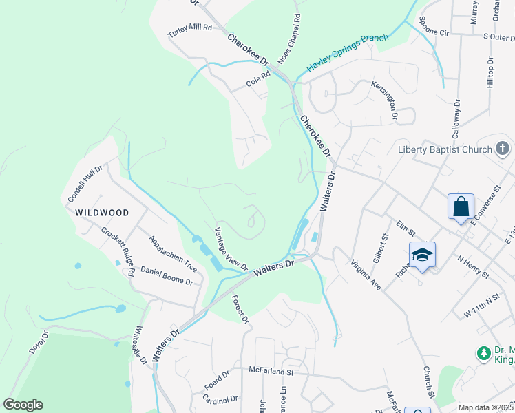 map of restaurants, bars, coffee shops, grocery stores, and more near 2276 Cambridge Drive in Morristown