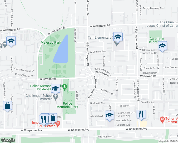 map of restaurants, bars, coffee shops, grocery stores, and more near 3608 Connell Street in Las Vegas