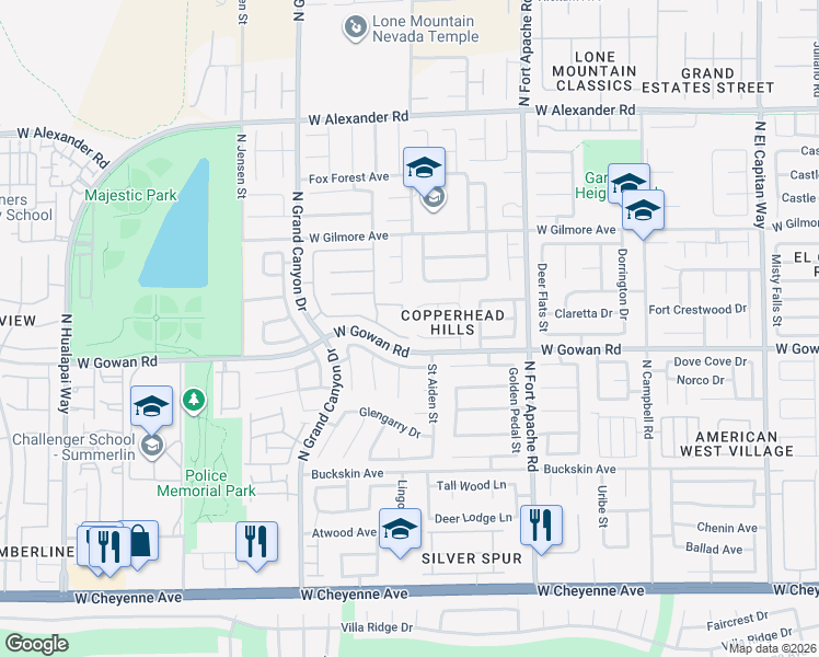 map of restaurants, bars, coffee shops, grocery stores, and more near 9500 Kelly Creek Avenue in Las Vegas