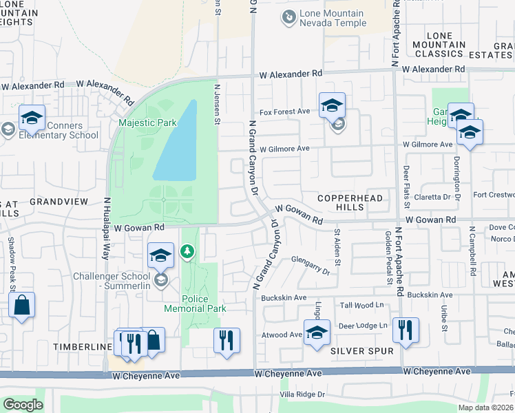 map of restaurants, bars, coffee shops, grocery stores, and more near 9700 Leberger Avenue in Las Vegas