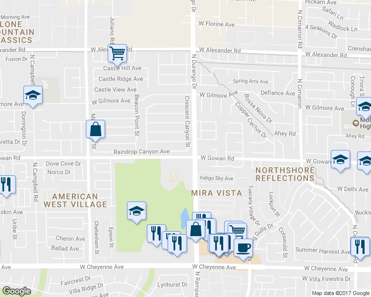 map of restaurants, bars, coffee shops, grocery stores, and more near 8504 Raindrop Canyon Avenue in Las Vegas