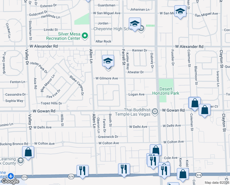 map of restaurants, bars, coffee shops, grocery stores, and more near 3708 Quaker Lake Street in North Las Vegas