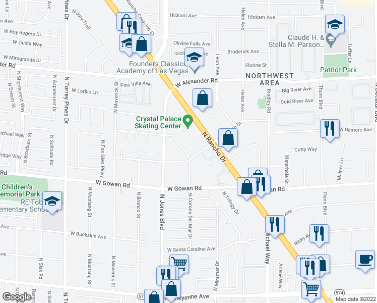 map of restaurants, bars, coffee shops, grocery stores, and more near 3708 Scuba Ct in Las Vegas