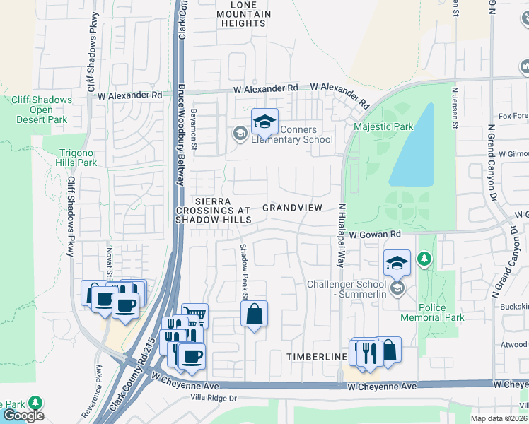 map of restaurants, bars, coffee shops, grocery stores, and more near 10301 George Hart Court in Las Vegas