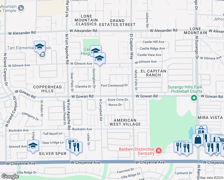 map of restaurants, bars, coffee shops, grocery stores, and more near 8932 Bracken Cliff Court in Las Vegas