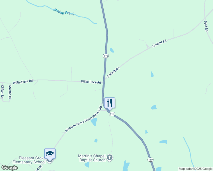 map of restaurants, bars, coffee shops, grocery stores, and more near 5465 North Carolina 119 in Burlington