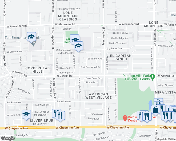 map of restaurants, bars, coffee shops, grocery stores, and more near 8953 Bracken Cliff Court in Las Vegas