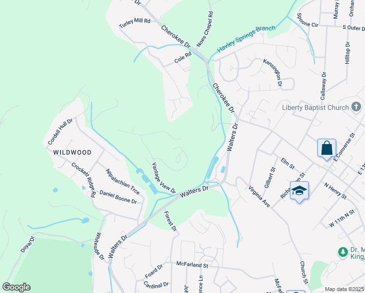 map of restaurants, bars, coffee shops, grocery stores, and more near 2232 Cambridge Drive in Morristown