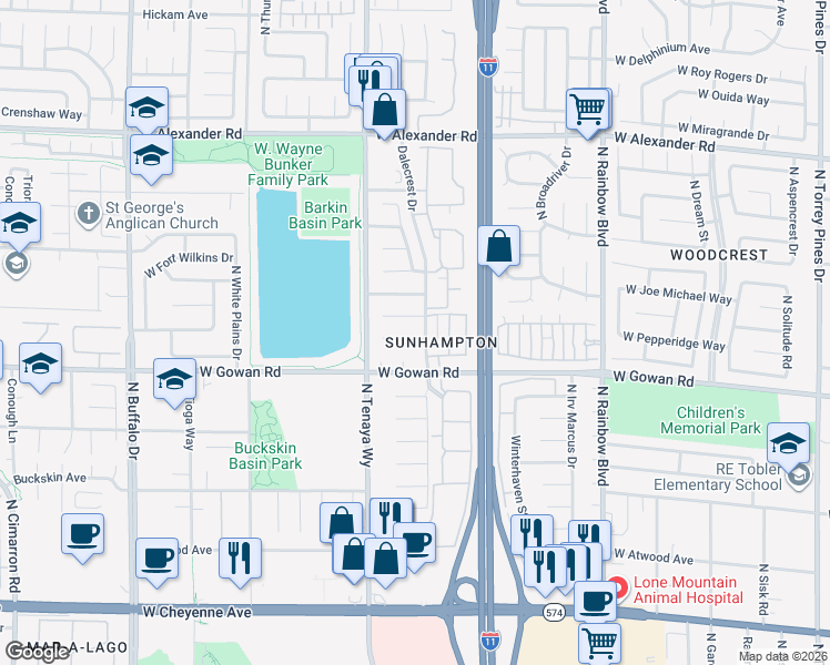 map of restaurants, bars, coffee shops, grocery stores, and more near in Las Vegas