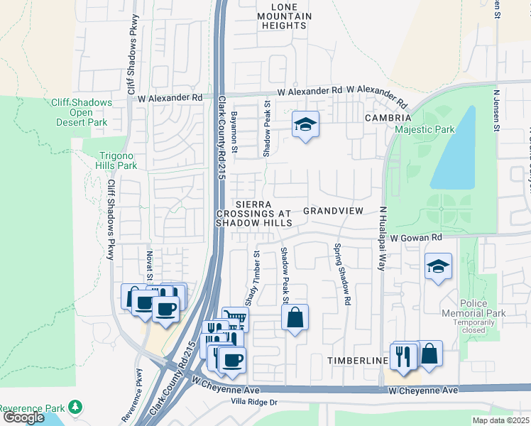 map of restaurants, bars, coffee shops, grocery stores, and more near 10378 Prairie Schooner Avenue in Las Vegas