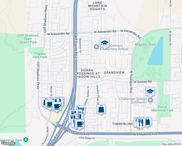 map of restaurants, bars, coffee shops, grocery stores, and more near 10378 Prairie Schooner Avenue in Las Vegas
