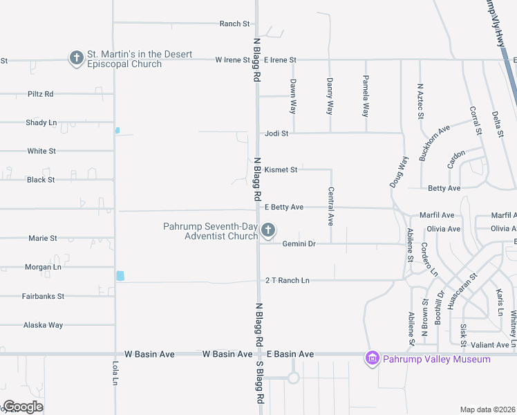 map of restaurants, bars, coffee shops, grocery stores, and more near 2 East Betty Avenue in Pahrump