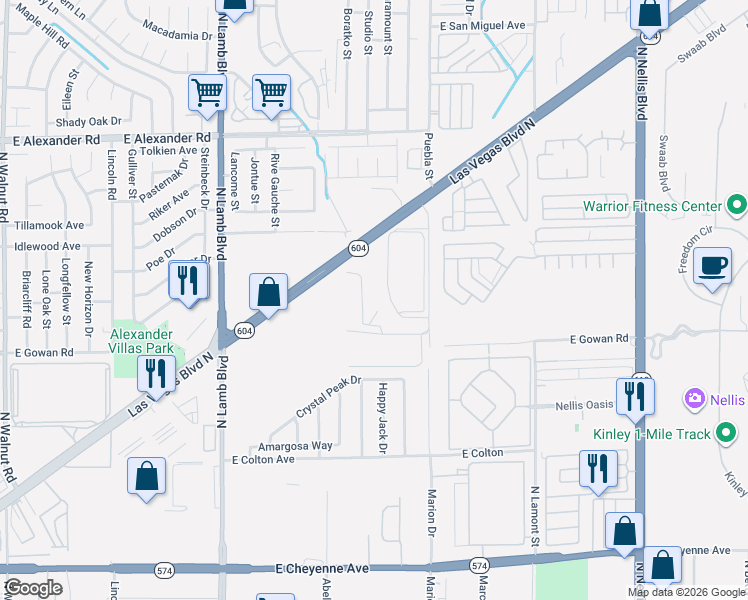 map of restaurants, bars, coffee shops, grocery stores, and more near 3649 Marion Drive in Las Vegas
