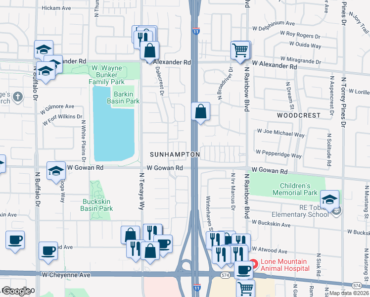 map of restaurants, bars, coffee shops, grocery stores, and more near in Las Vegas