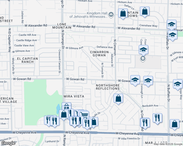 map of restaurants, bars, coffee shops, grocery stores, and more near 8237 Cactus Root Court in Las Vegas