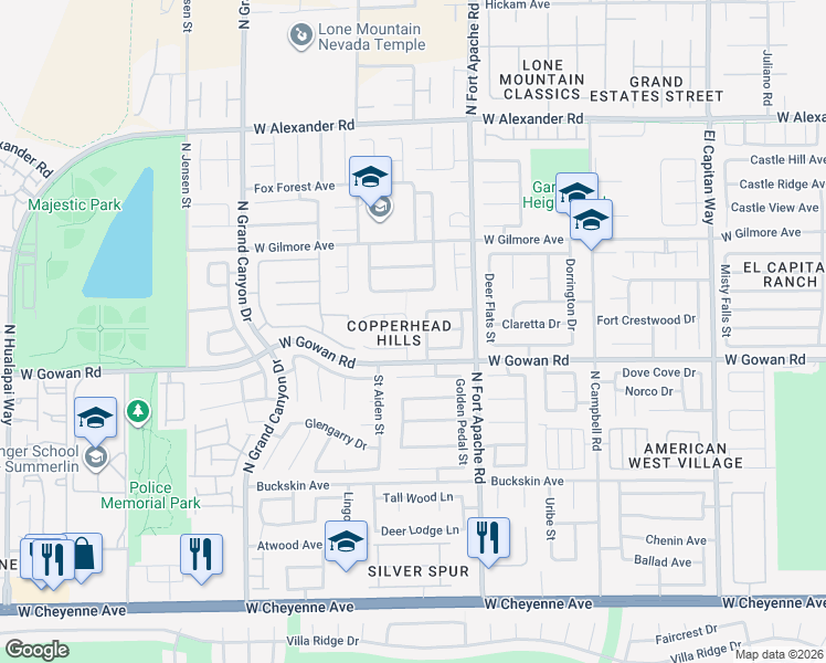 map of restaurants, bars, coffee shops, grocery stores, and more near 3628 Wild Willow Street in Las Vegas