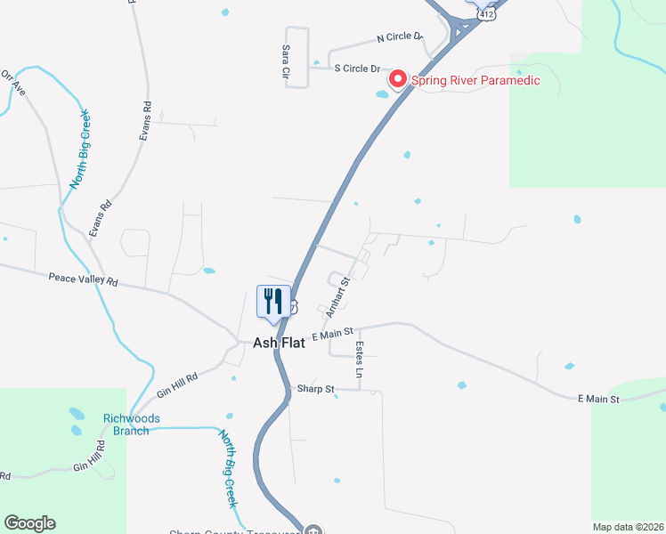 map of restaurants, bars, coffee shops, grocery stores, and more near 11 Martin Lane in Ash Flat