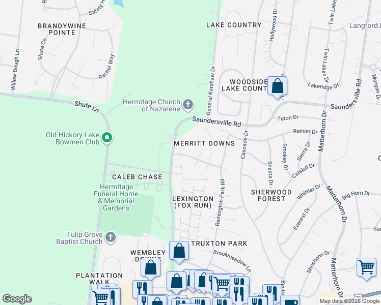 map of restaurants, bars, coffee shops, grocery stores, and more near 1008 Wyntergrace Farm Road in Nashville