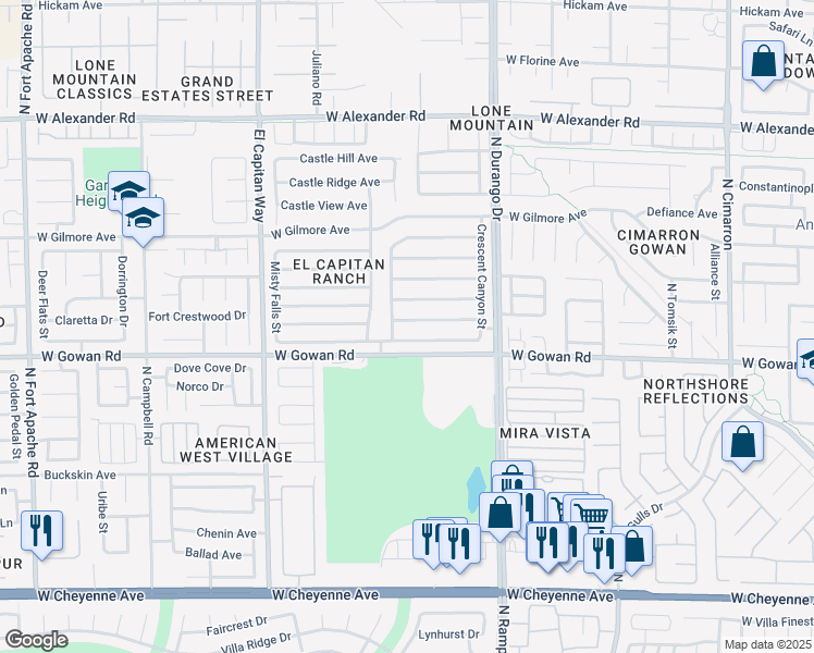 map of restaurants, bars, coffee shops, grocery stores, and more near 8629 Raindrop Canyon Avenue in Las Vegas