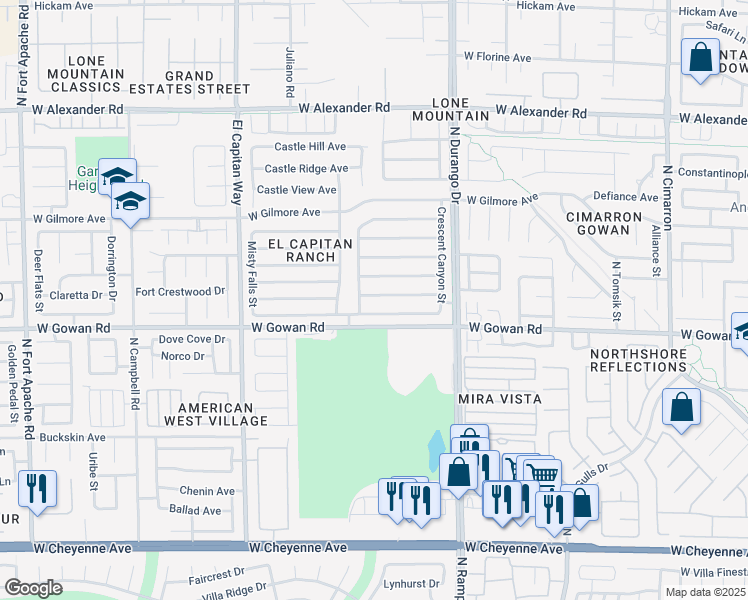 map of restaurants, bars, coffee shops, grocery stores, and more near 8629 Raindrop Canyon Avenue in Las Vegas