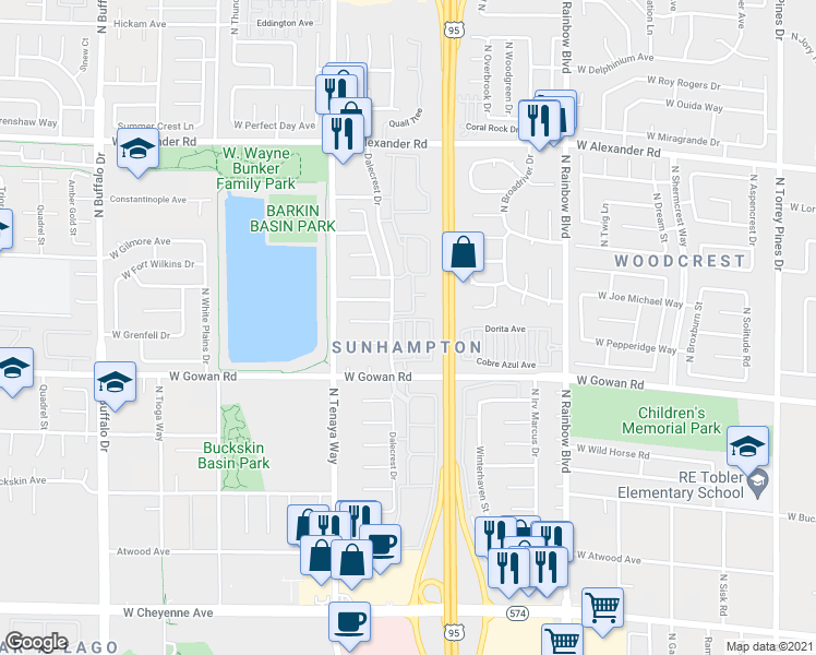map of restaurants, bars, coffee shops, grocery stores, and more near in Las Vegas