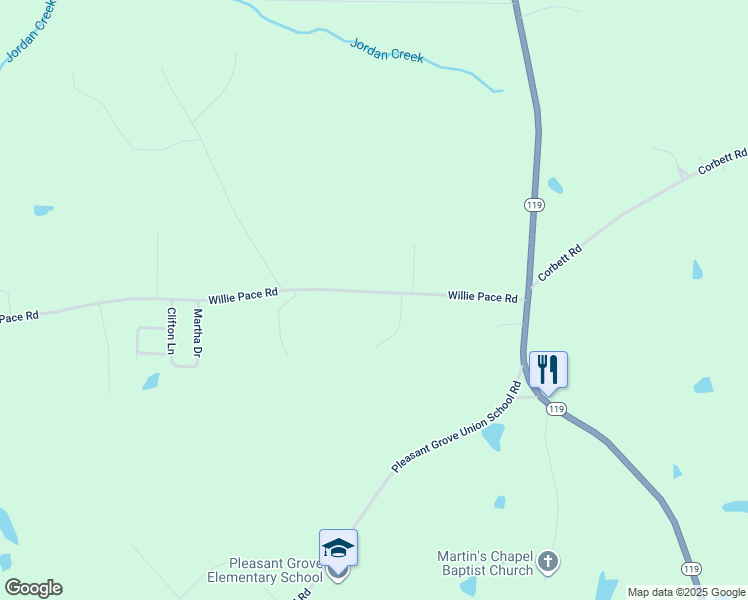 map of restaurants, bars, coffee shops, grocery stores, and more near 2511 Willie Pace Road in Burlington