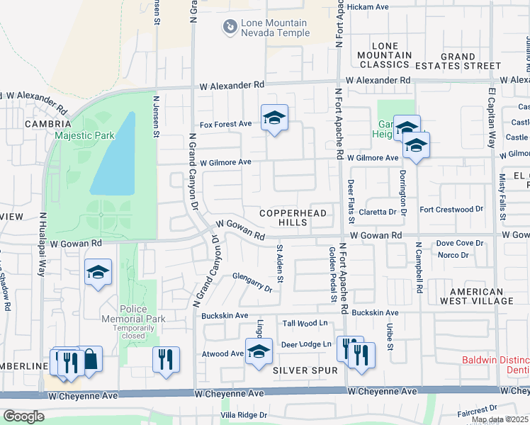 map of restaurants, bars, coffee shops, grocery stores, and more near 9512 Chanticleer Court in Las Vegas