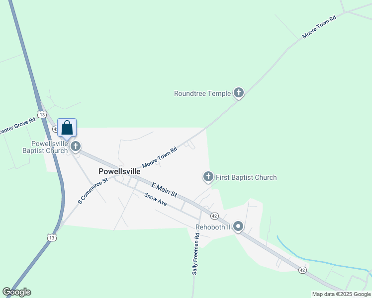 map of restaurants, bars, coffee shops, grocery stores, and more near 402 Bethlehem Church Road in Ahoskie