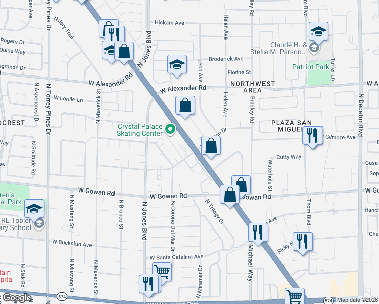 map of restaurants, bars, coffee shops, grocery stores, and more near 3717 Snorkel Circle in Las Vegas