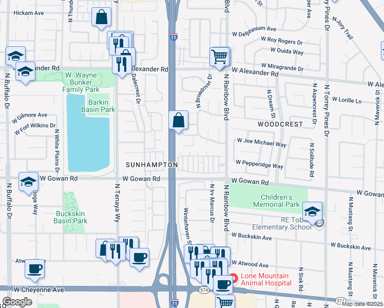 map of restaurants, bars, coffee shops, grocery stores, and more near 3709 North Clarkson Avenue in Las Vegas