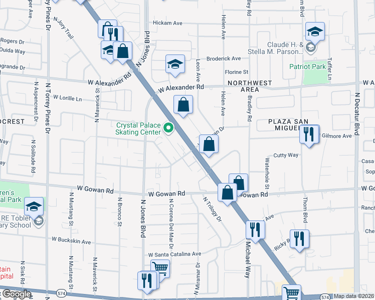 map of restaurants, bars, coffee shops, grocery stores, and more near 3701 Snorkel Circle in Las Vegas
