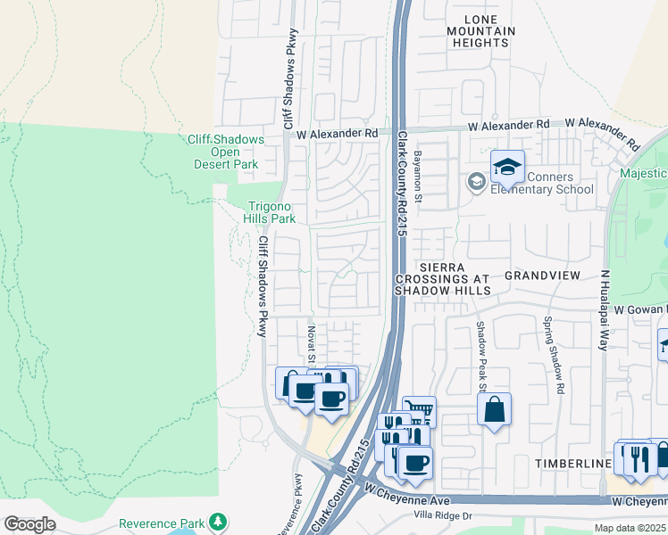 map of restaurants, bars, coffee shops, grocery stores, and more near 10580 Elberton Avenue in Las Vegas
