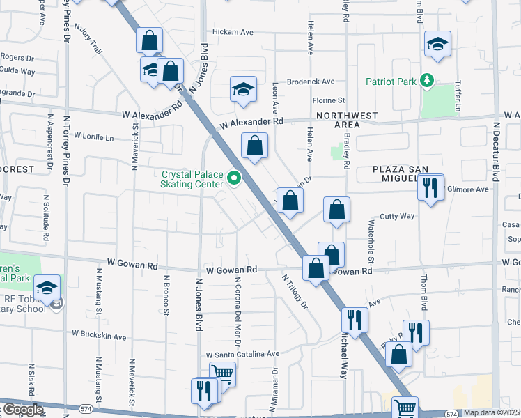 map of restaurants, bars, coffee shops, grocery stores, and more near 3701 Snorkel Circle in Las Vegas