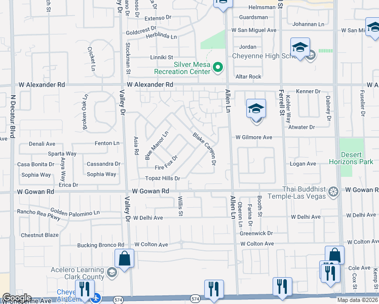 map of restaurants, bars, coffee shops, grocery stores, and more near 3772 Nerine Pass Way in North Las Vegas