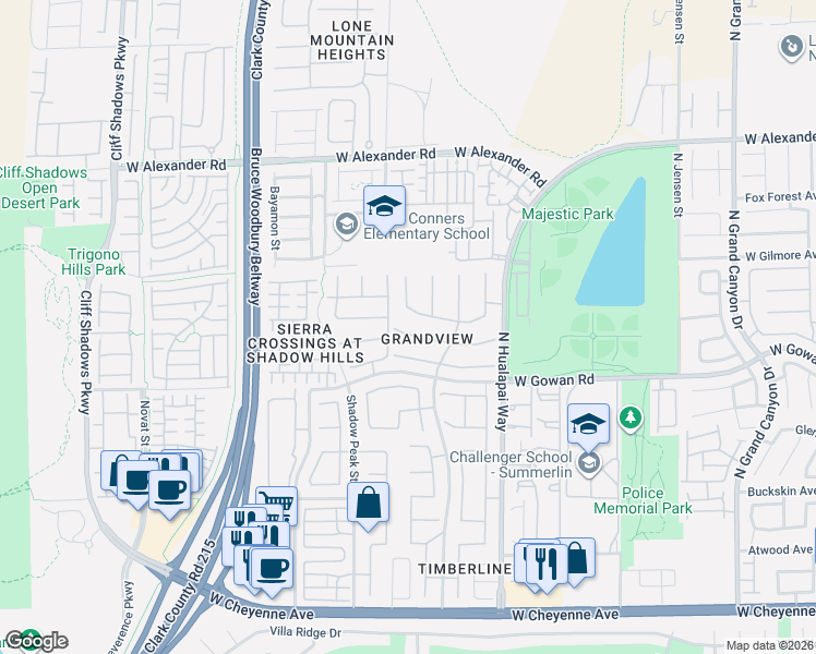 map of restaurants, bars, coffee shops, grocery stores, and more near 10232 Clark Woolridge Court in Las Vegas