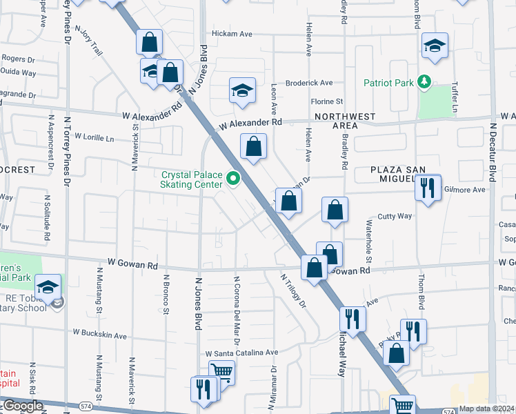 map of restaurants, bars, coffee shops, grocery stores, and more near 3705 Snorkel Circle in Las Vegas