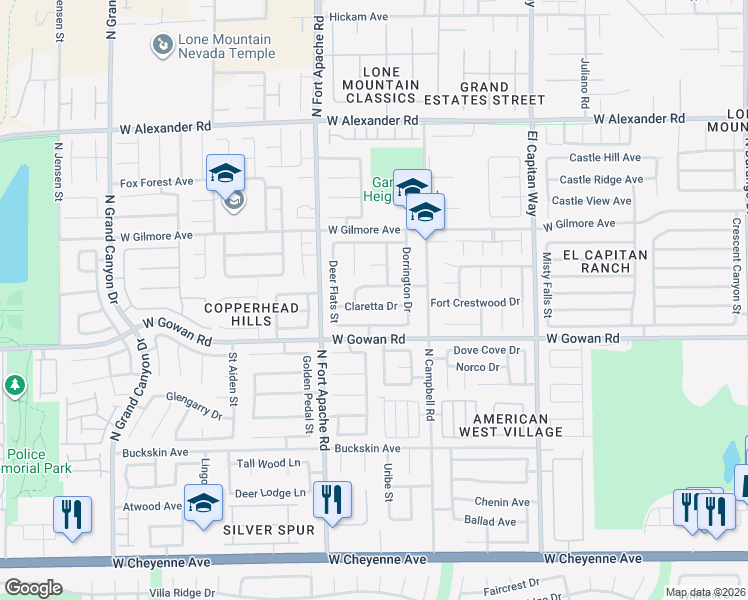 map of restaurants, bars, coffee shops, grocery stores, and more near 3700 Fisherking Drive in Las Vegas