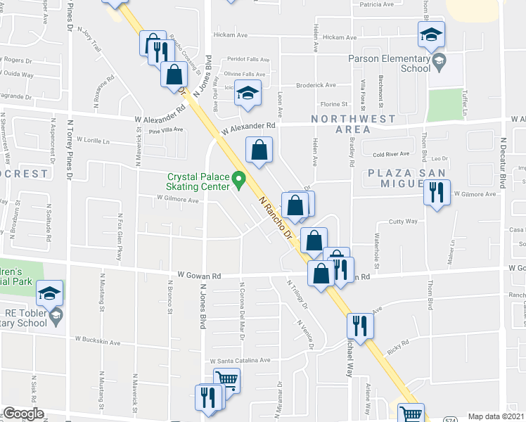 map of restaurants, bars, coffee shops, grocery stores, and more near 3717 Snorkel Circle in Las Vegas