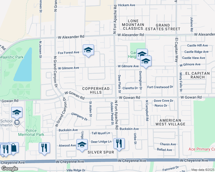 map of restaurants, bars, coffee shops, grocery stores, and more near 9317 Mountain Cliffs Avenue in Las Vegas