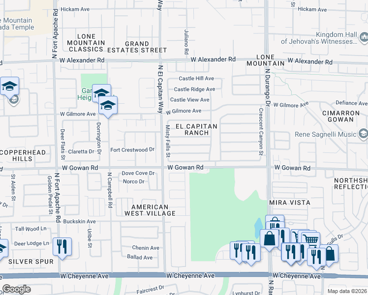 map of restaurants, bars, coffee shops, grocery stores, and more near 8753 Country View Avenue in Las Vegas