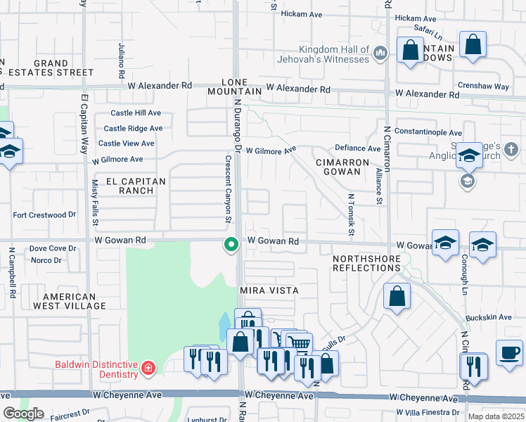 map of restaurants, bars, coffee shops, grocery stores, and more near 8412 Cinnamon Hill Avenue in Las Vegas