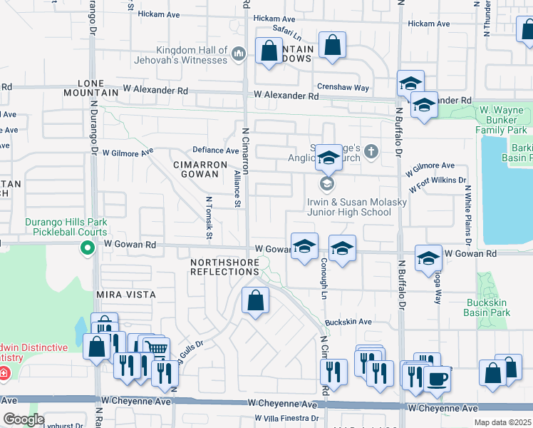 map of restaurants, bars, coffee shops, grocery stores, and more near 3685 Julius Court in Las Vegas